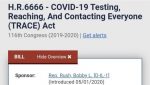 HR 6666 – COVID-19 Testing, Reaching, And Contacting Everyone (TRACE) Act