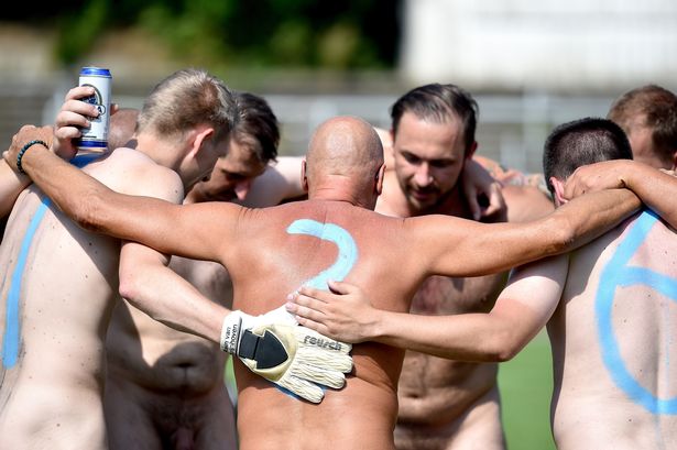 Football players in Germany go naked in artist protest