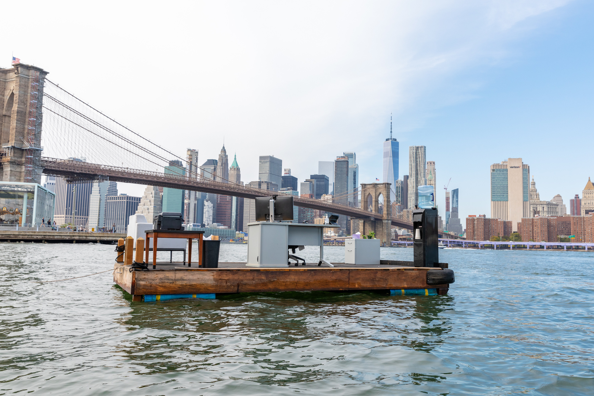 A Giant Work-From-Home Desk Was Spotted Floating In The East River This Weekend