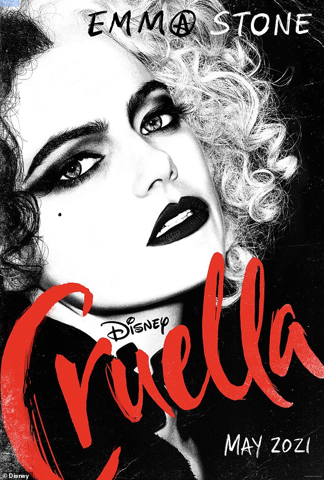 Cruella is here! The first poster for the live-action Disney film makes its debut as Emma Stone ...